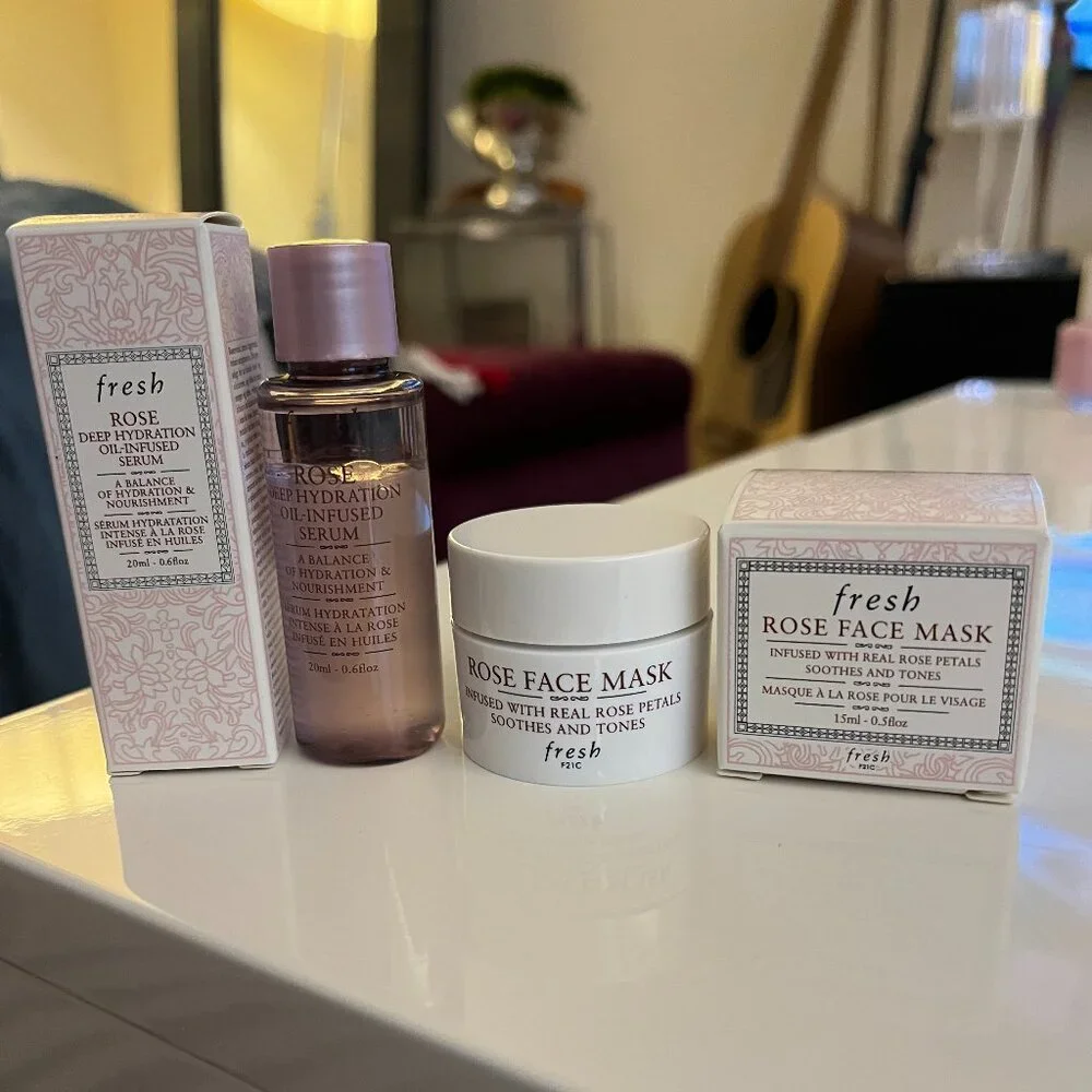 Fresh Face Mask and Rose Deep-Hydration Oil Infused Serum Set, NIB Travel-Sized